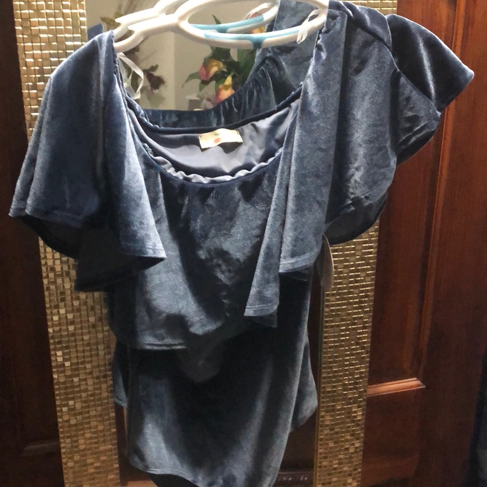 Velvet off shoulder bodysuit